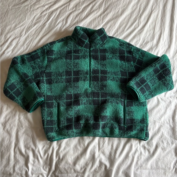 Aerie Green and Navy blue Plaid Sweatshirt - Picture 1 of 4